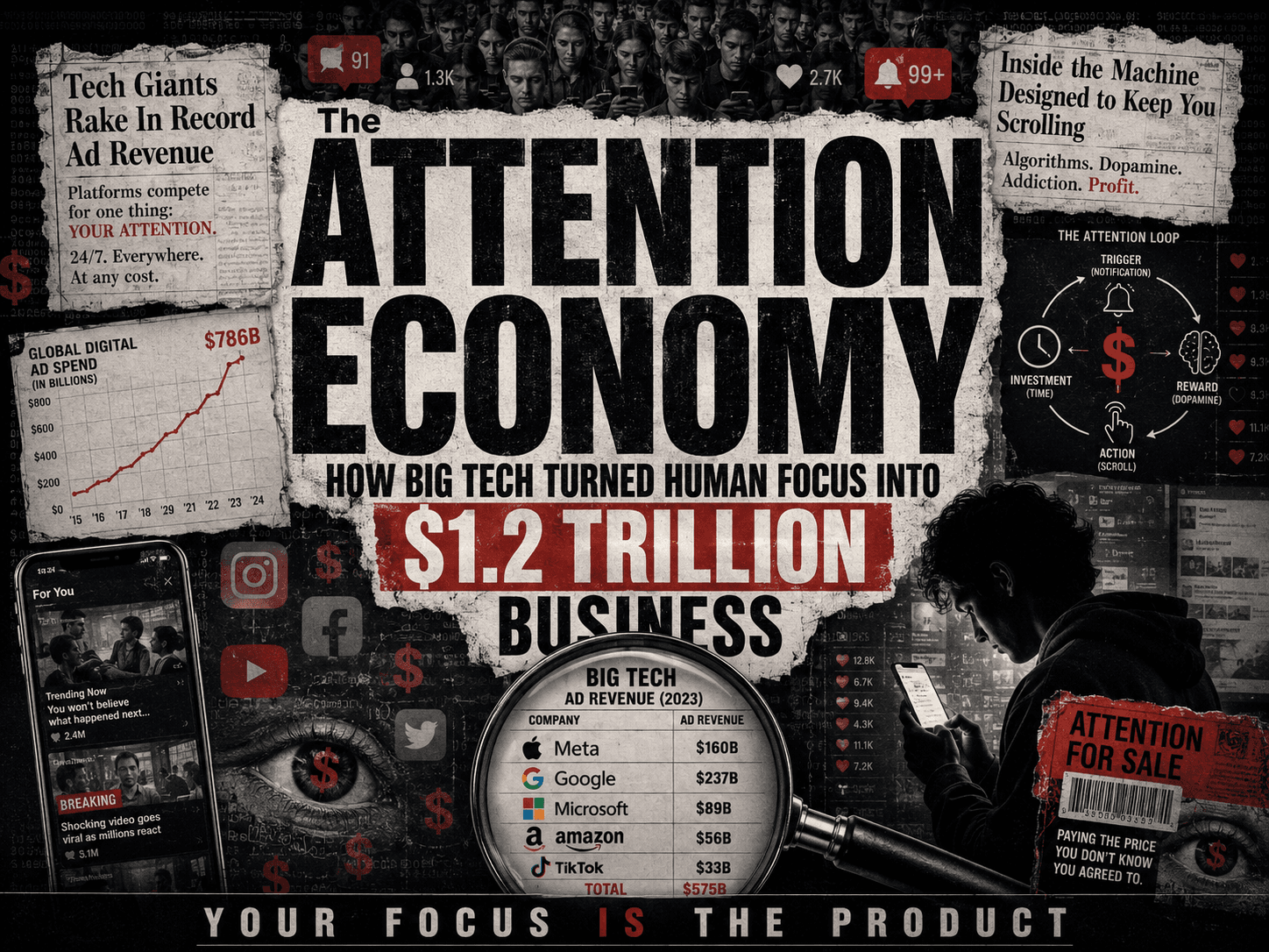 The Attention Economy: How Big Tech Turned Human Focus Into $ 1.2 Trillion Business